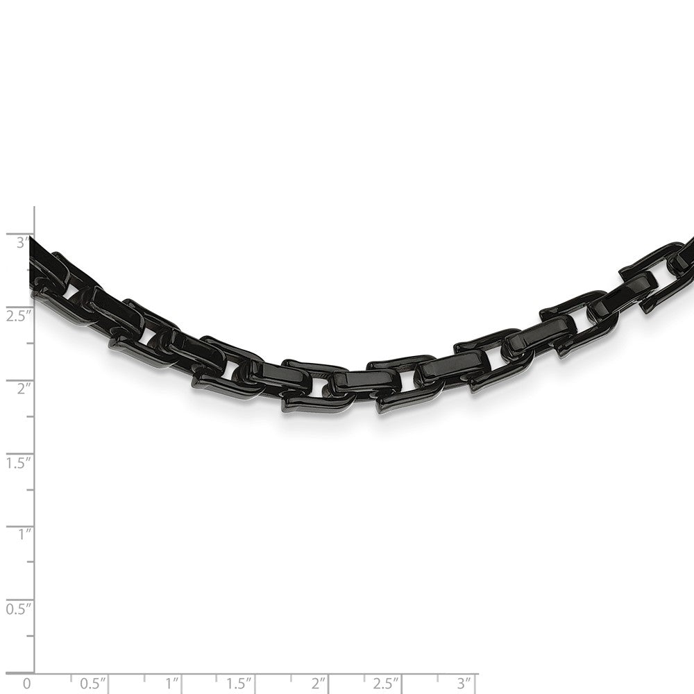 Alternate view of the Men's Stainless Steel Black Shackle Link Chain Necklace, 20 Inch by The Black Bow Jewelry Co.
