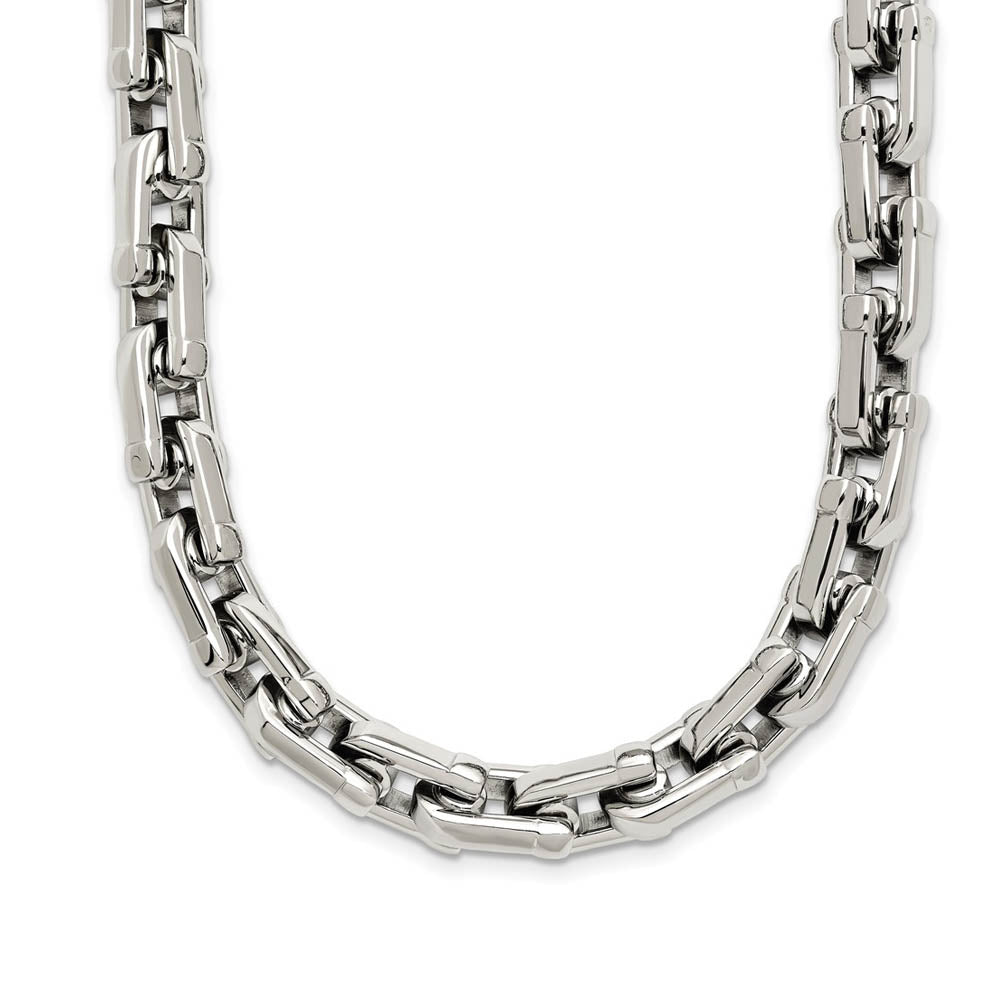 Men's Stainless Steel Polished Shackle Link Chain Necklace, 20 Inch, Item N8361 by The Black Bow Jewelry Co.