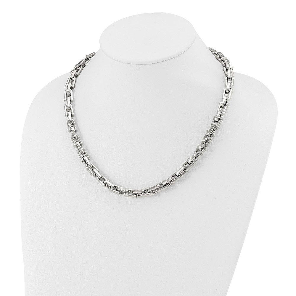 Alternate view of the Men's Stainless Steel Polished Shackle Link Chain Necklace, 20 Inch by The Black Bow Jewelry Co.