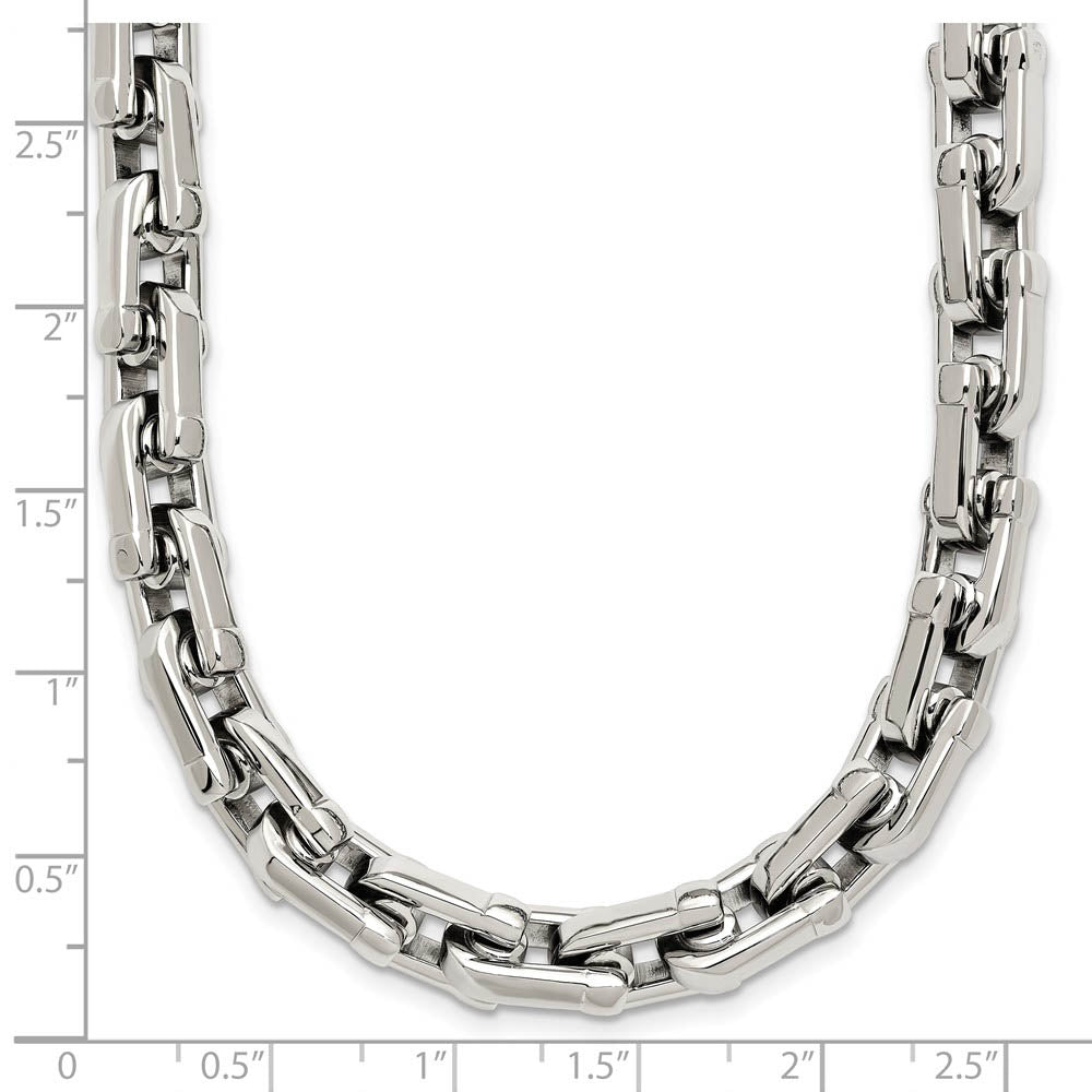 Alternate view of the Men's Stainless Steel Polished Shackle Link Chain Necklace, 20 Inch by The Black Bow Jewelry Co.