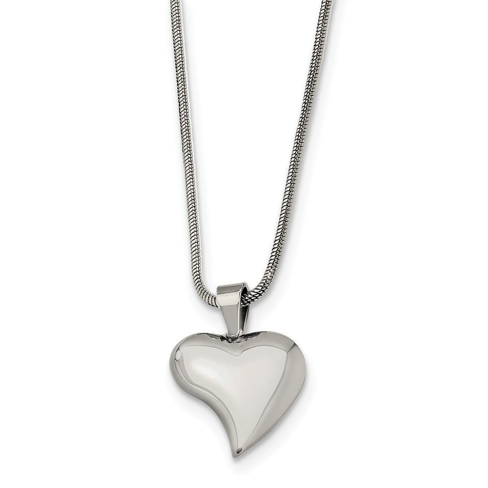Women's Stainless Steel Polished Heart Necklace, Item N8390 by The Black Bow Jewelry Co.