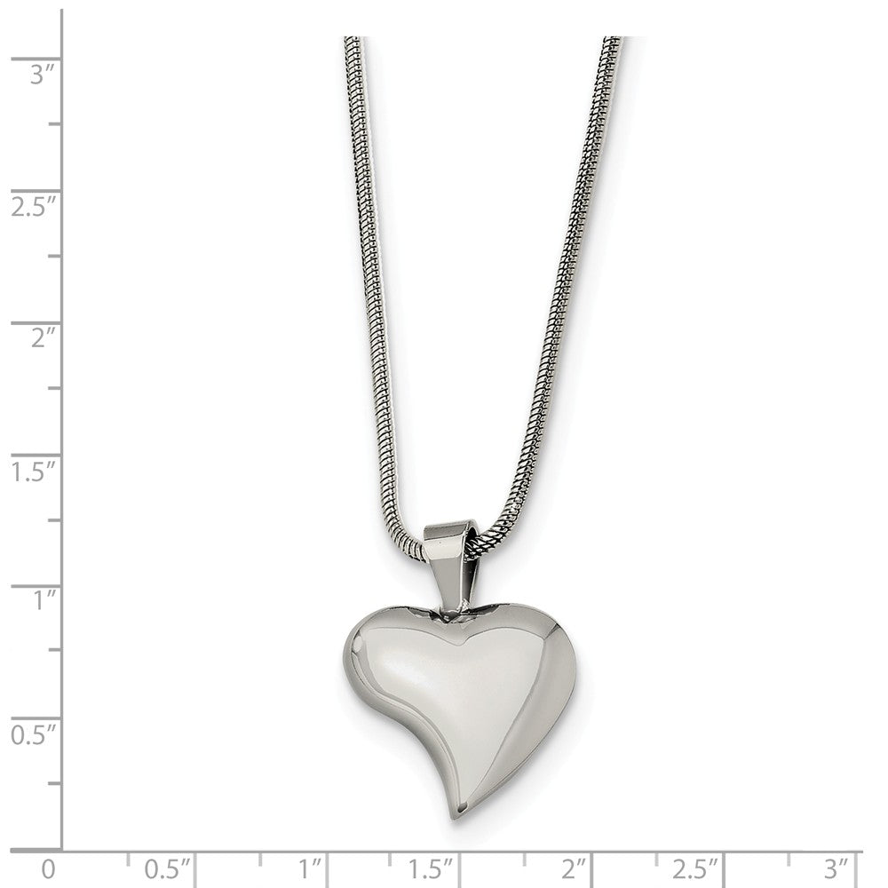 Alternate view of the Women's Stainless Steel Polished Heart Necklace by The Black Bow Jewelry Co.
