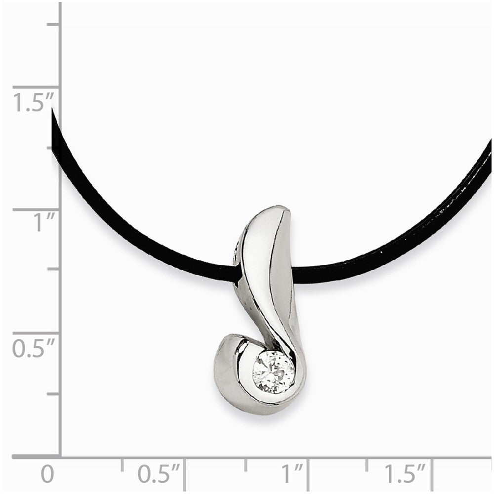 Alternate view of the Women's Stainless Steel Embraced Gem Necklace with Cubic Zirconia by The Black Bow Jewelry Co.
