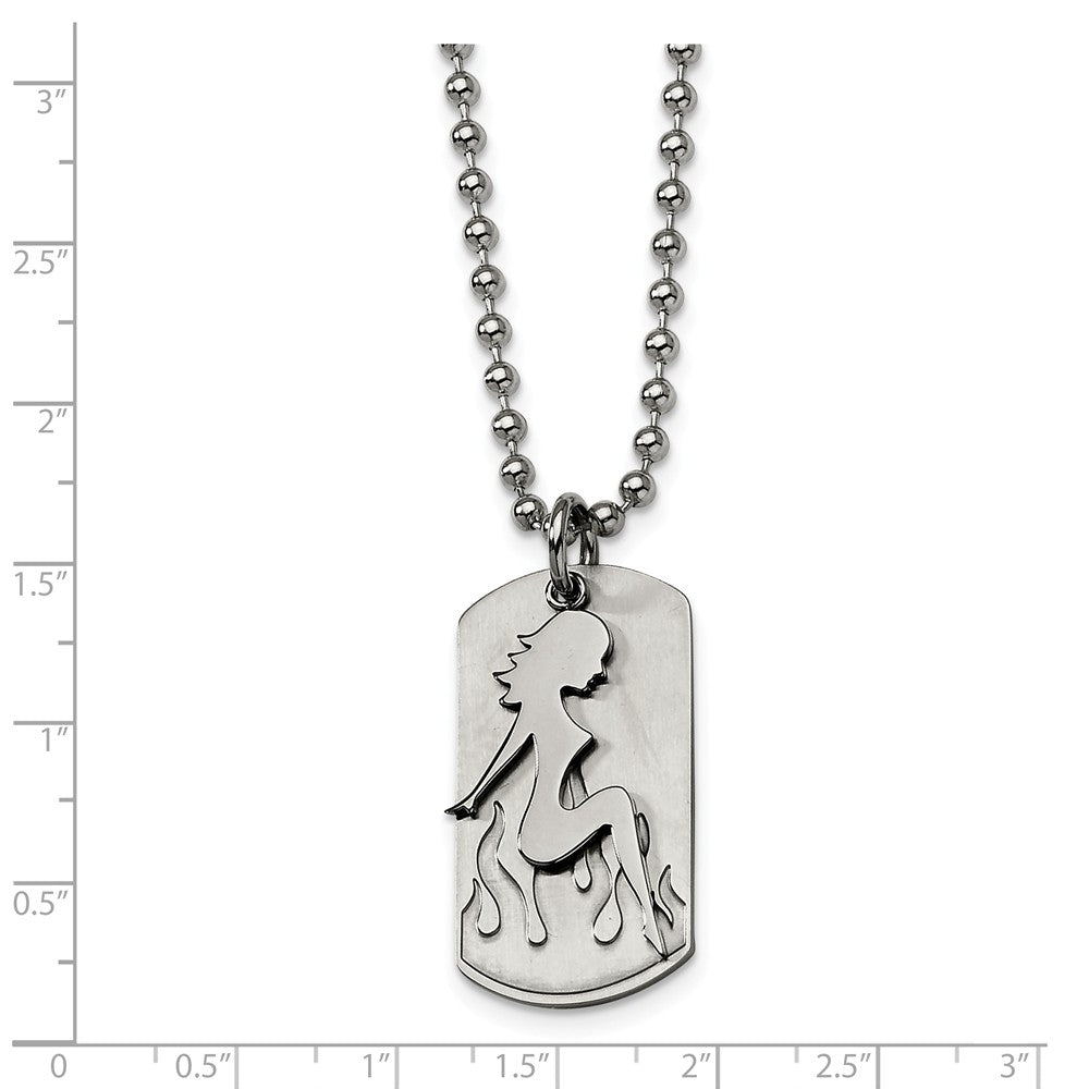 Alternate view of the Men's Stainless Steel Lady Dog Tag Necklace by The Black Bow Jewelry Co.