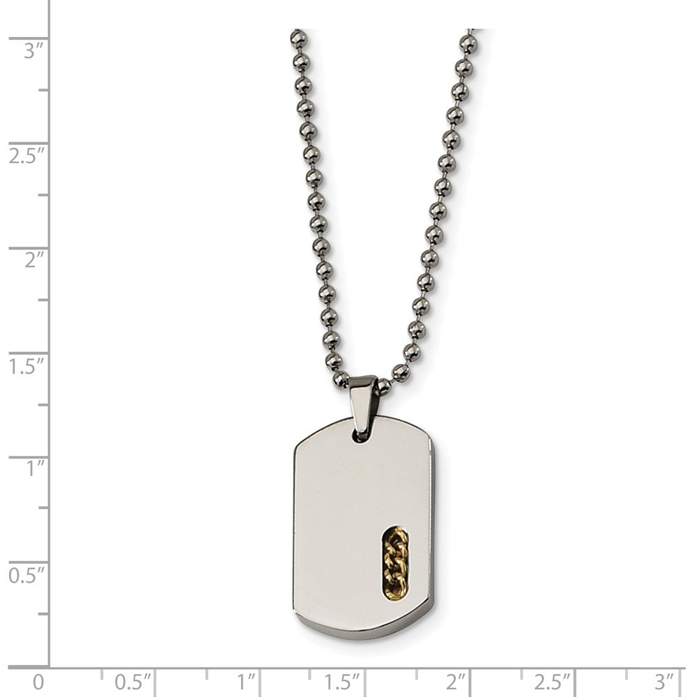 Alternate view of the Stainless Steel and Gold Tone Dog Tag Necklace, 22 Inch by The Black Bow Jewelry Co.