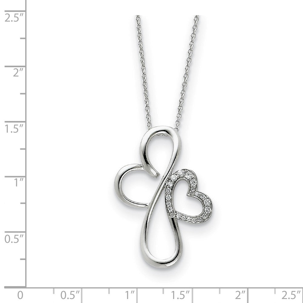 Alternate view of the Sterling Silver & CZ Everlasting Love, Heart Cross Necklace, 18 Inch by The Black Bow Jewelry Co.
