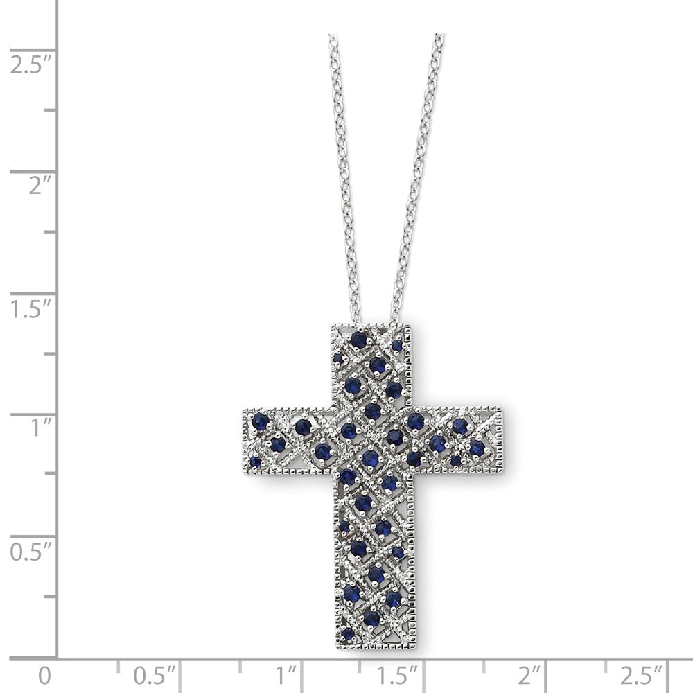 Alternate view of the Sterling Silver September CZ Birthstone Cross Necklace, 18 Inch by The Black Bow Jewelry Co.