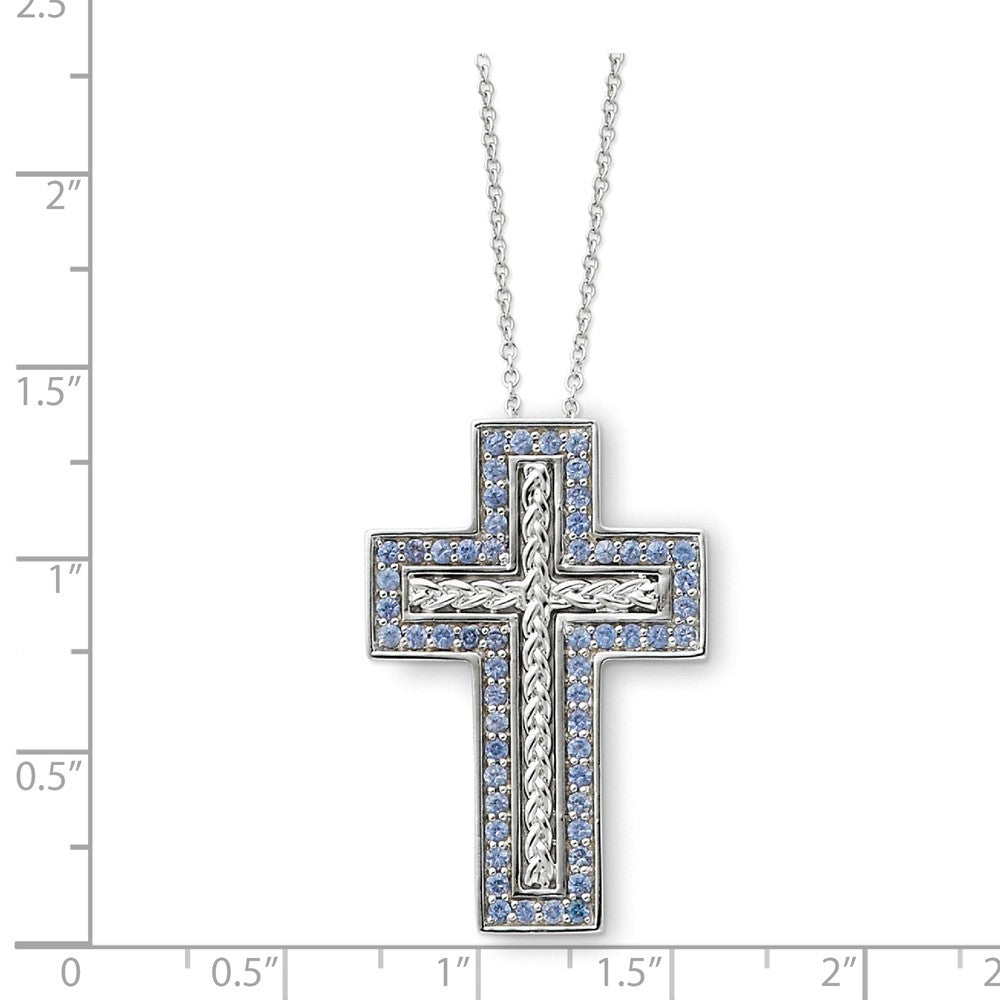 Alternate view of the Sterling Silver December CZ Birthstone Cross Necklace, 18 Inch by The Black Bow Jewelry Co.