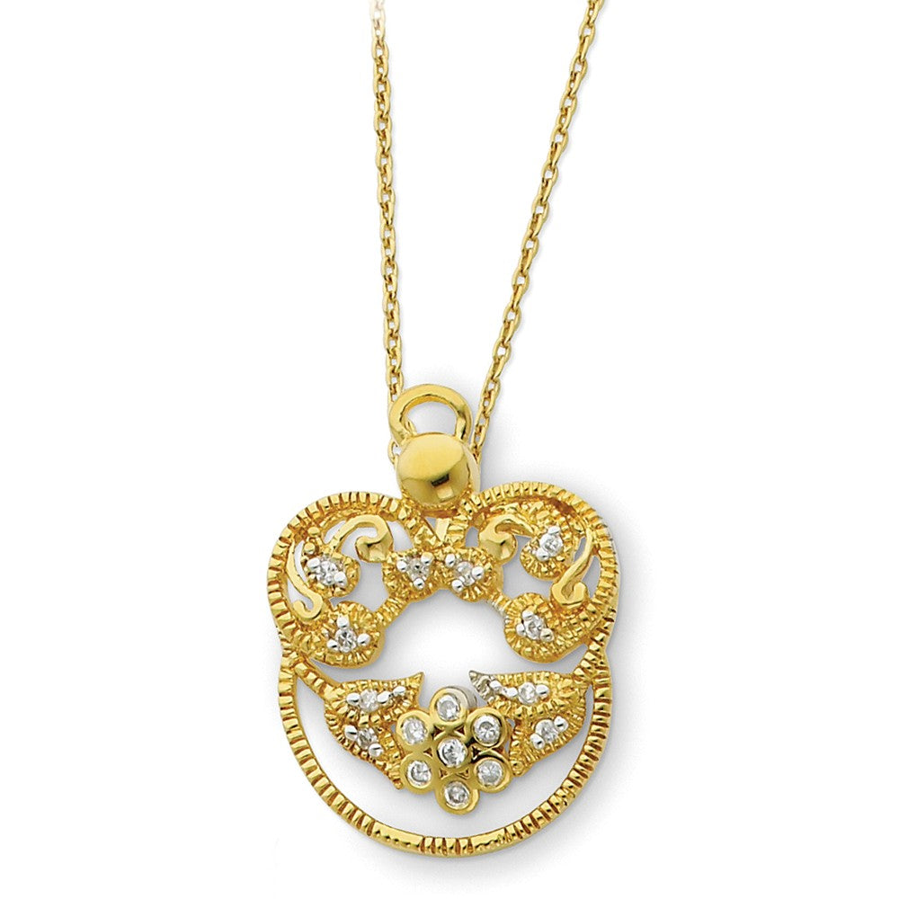 Angel of Grace Necklace with Cubic Zirconia with Gold, Item N8627 by The Black Bow Jewelry Co.