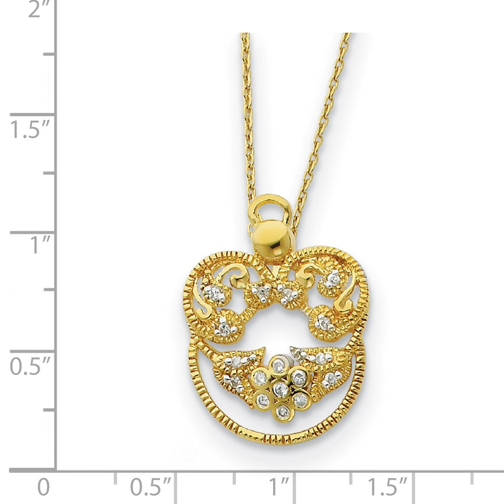Alternate view of the Angel of Grace Necklace with Cubic Zirconia with Gold by The Black Bow Jewelry Co.
