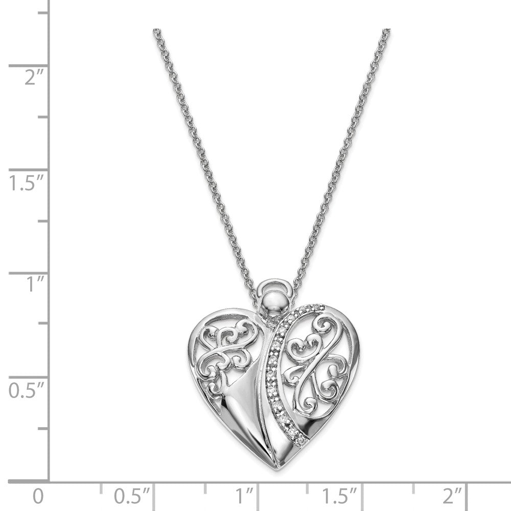 Alternate view of the Rhodium Plated Sterling Silver & CZ Angel of Love Necklace, 18 Inch by The Black Bow Jewelry Co.
