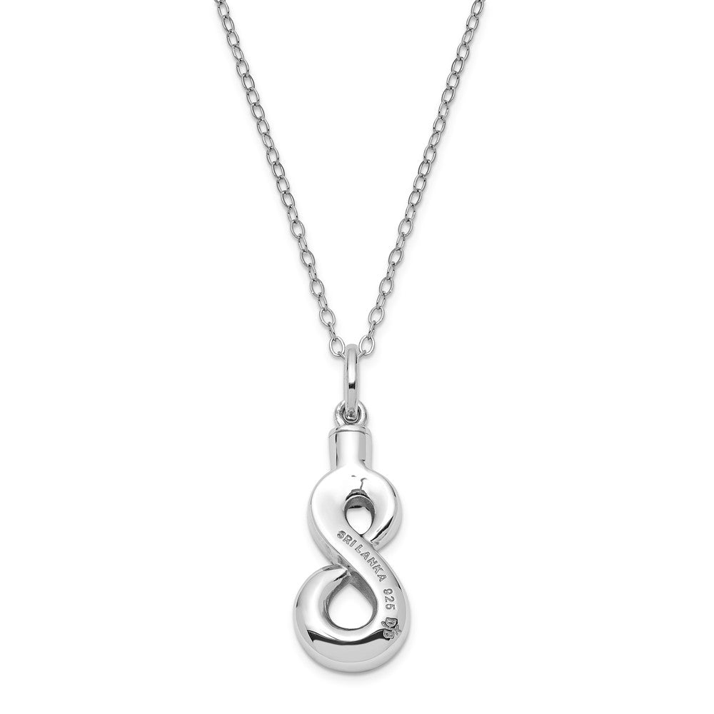 Alternate view of the Rhodium Sterling Silver Antiqued Infinity Ash Holder Necklace, 18 Inch by The Black Bow Jewelry Co.