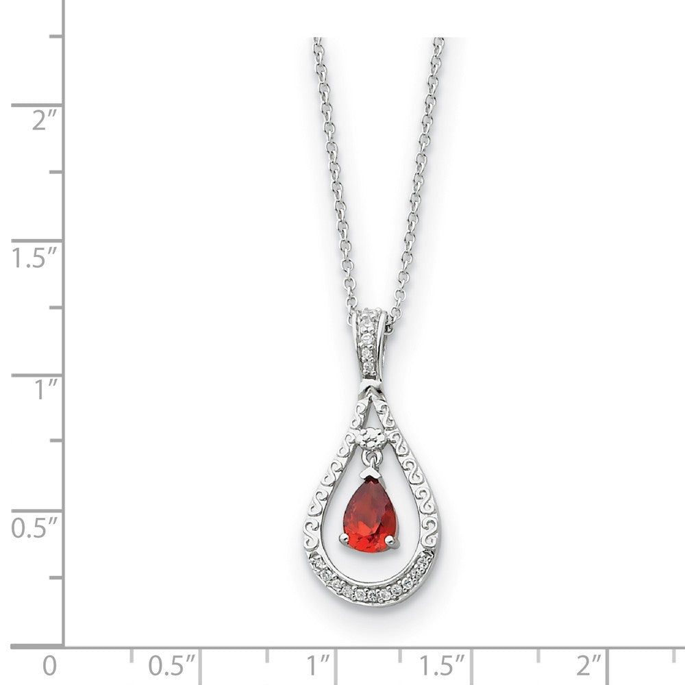 Alternate view of the Rhodium Sterling Silver January CZ Birthstone Never Forget Necklace by The Black Bow Jewelry Co.
