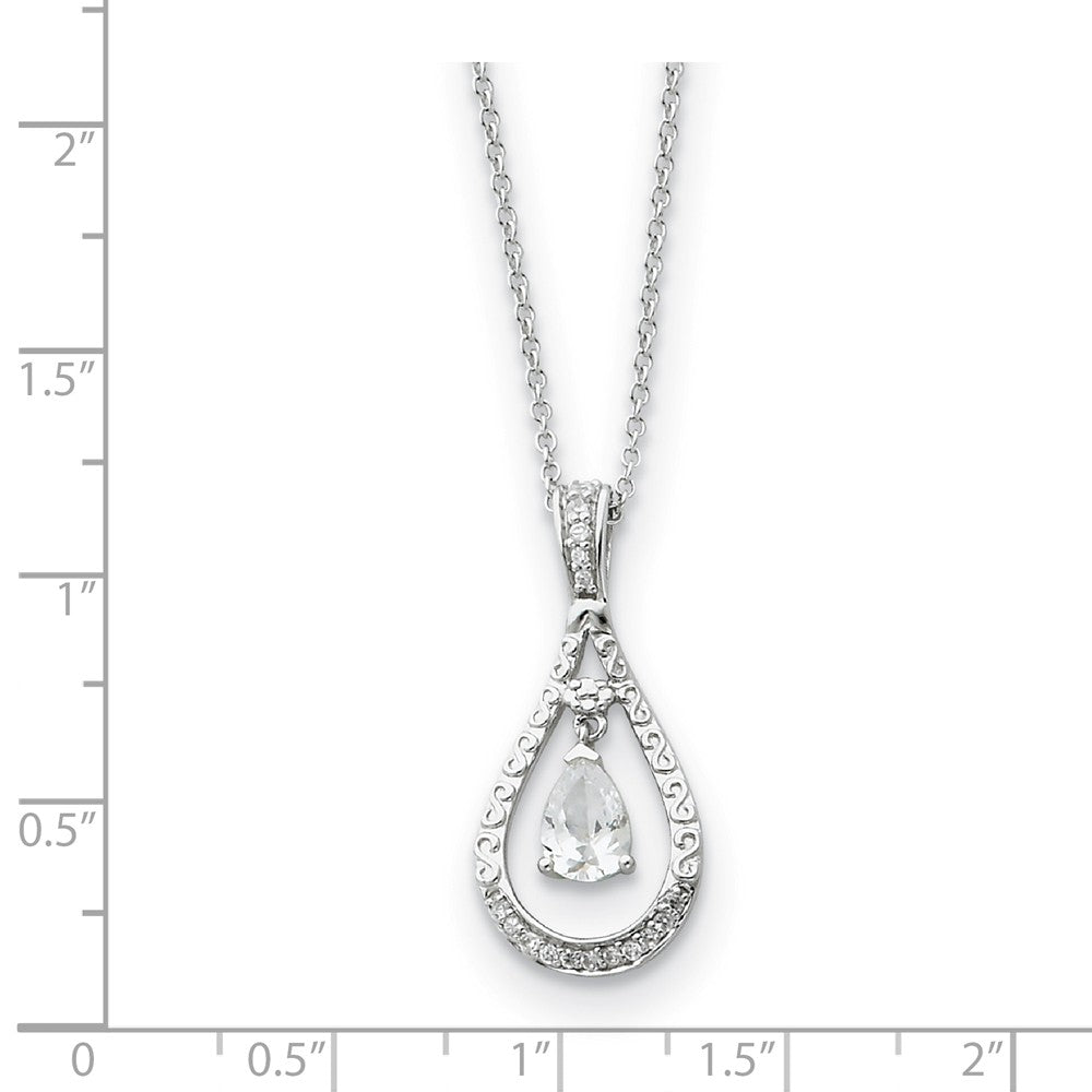 Alternate view of the Rhodium Sterling Silver April CZ Birthstone Never Forget Necklace by The Black Bow Jewelry Co.
