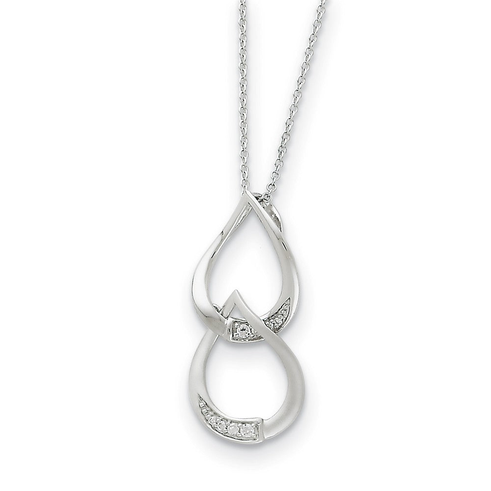 Rhodium Plated Sterling Silver & CZ Tears to Share Necklace, 18 Inch, Item N8671 by The Black Bow Jewelry Co.