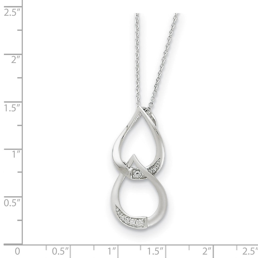 Alternate view of the Rhodium Plated Sterling Silver & CZ Tears to Share Necklace, 18 Inch by The Black Bow Jewelry Co.