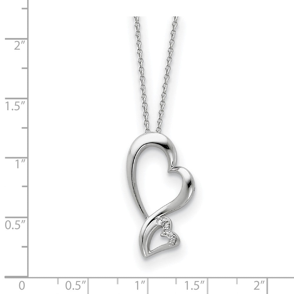 Alternate view of the Rhodium Plated Sterling Silver & CZ Protected Heart Necklace, 18 Inch by The Black Bow Jewelry Co.