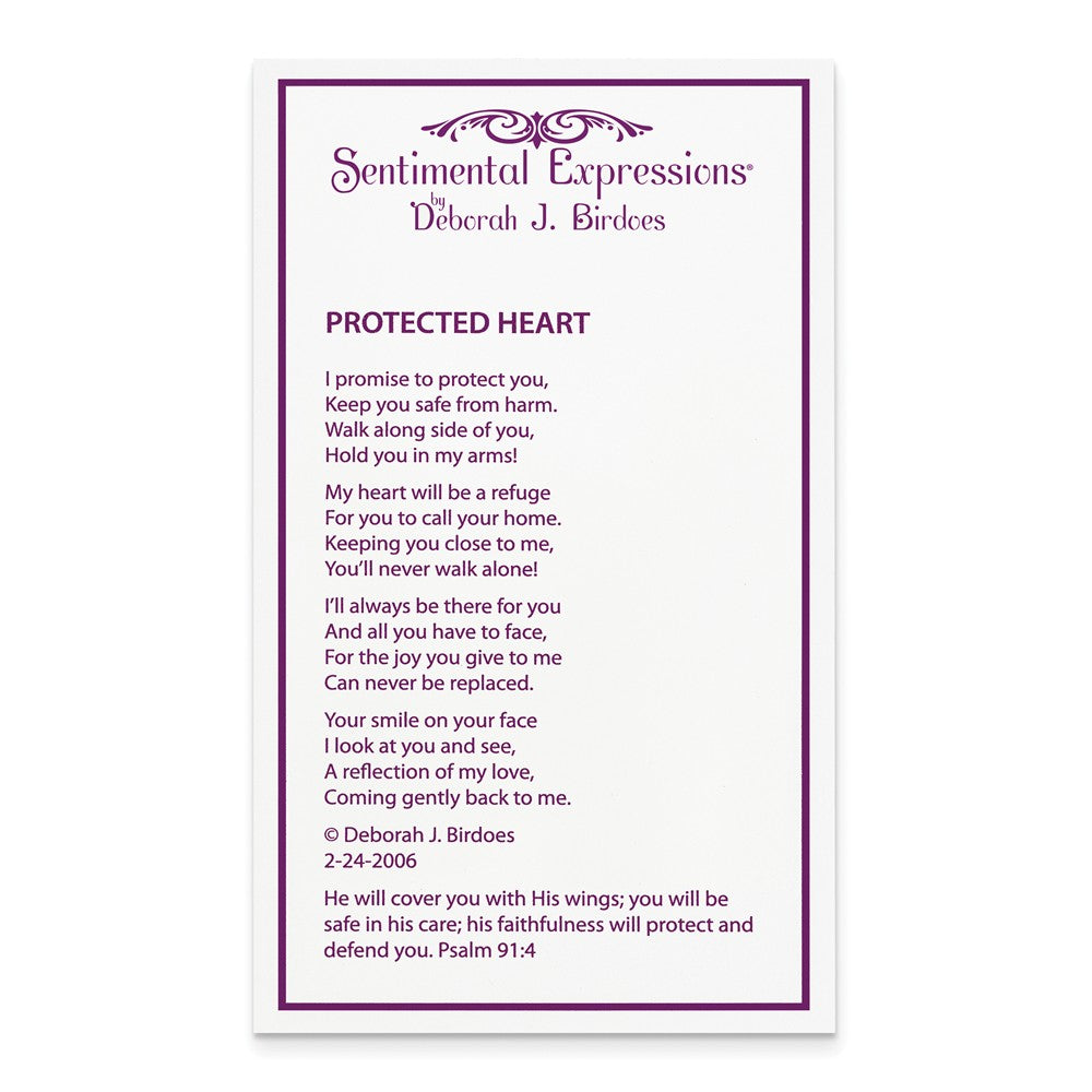 Alternate view of the Rhodium Plated Sterling Silver & CZ Protected Heart Necklace, 18 Inch by The Black Bow Jewelry Co.