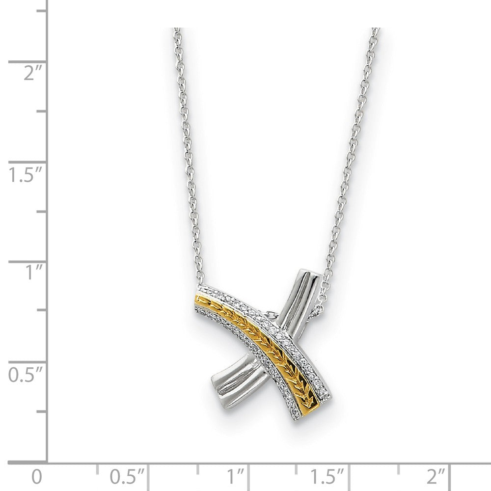 Alternate view of the Rhodium & Gold Tone Plated Silver Sealed with a Kiss Necklace, 18 Inch by The Black Bow Jewelry Co.
