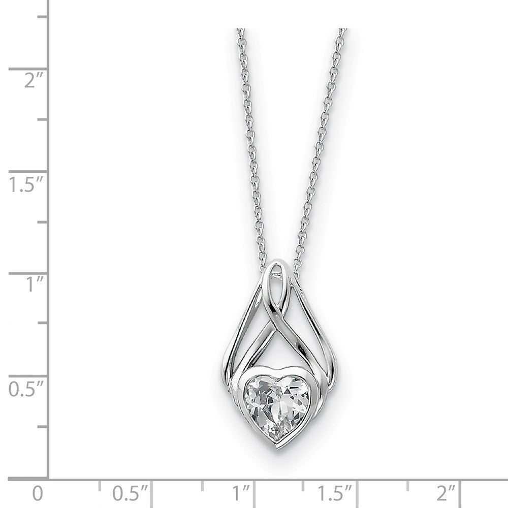Alternate view of the Rhodium Sterling Silver & CZ Wrapped Around My Heart Necklace, 18 Inch by The Black Bow Jewelry Co.