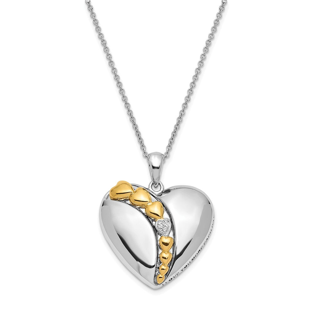 Rhodium & Gold Tone Plated Sterling Silver & CZ Heart Necklace, 18 In., Item N8688 by The Black Bow Jewelry Co.