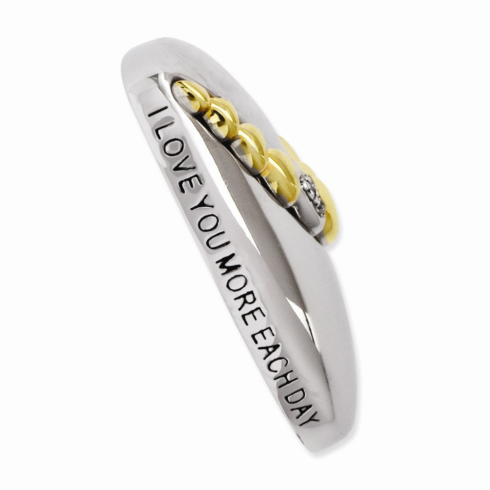 Alternate view of the Rhodium & Gold Tone Plated Sterling Silver & CZ Heart Necklace, 18 In. by The Black Bow Jewelry Co.