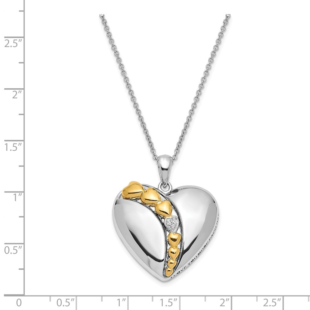 Alternate view of the Rhodium & Gold Tone Plated Sterling Silver & CZ Heart Necklace, 18 In. by The Black Bow Jewelry Co.