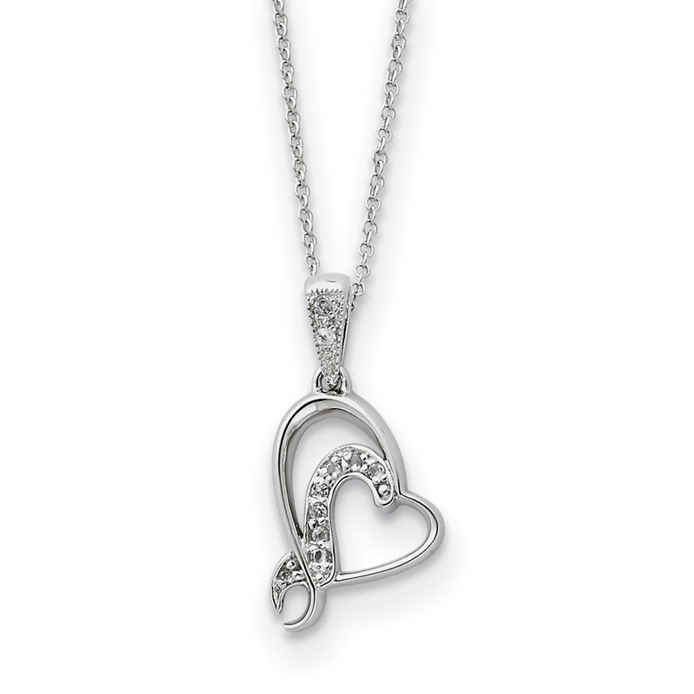 Sterling Silver & CZ My Sister or My Bridesmaid Heart Necklace, 18 In., Item N8697 by The Black Bow Jewelry Co.