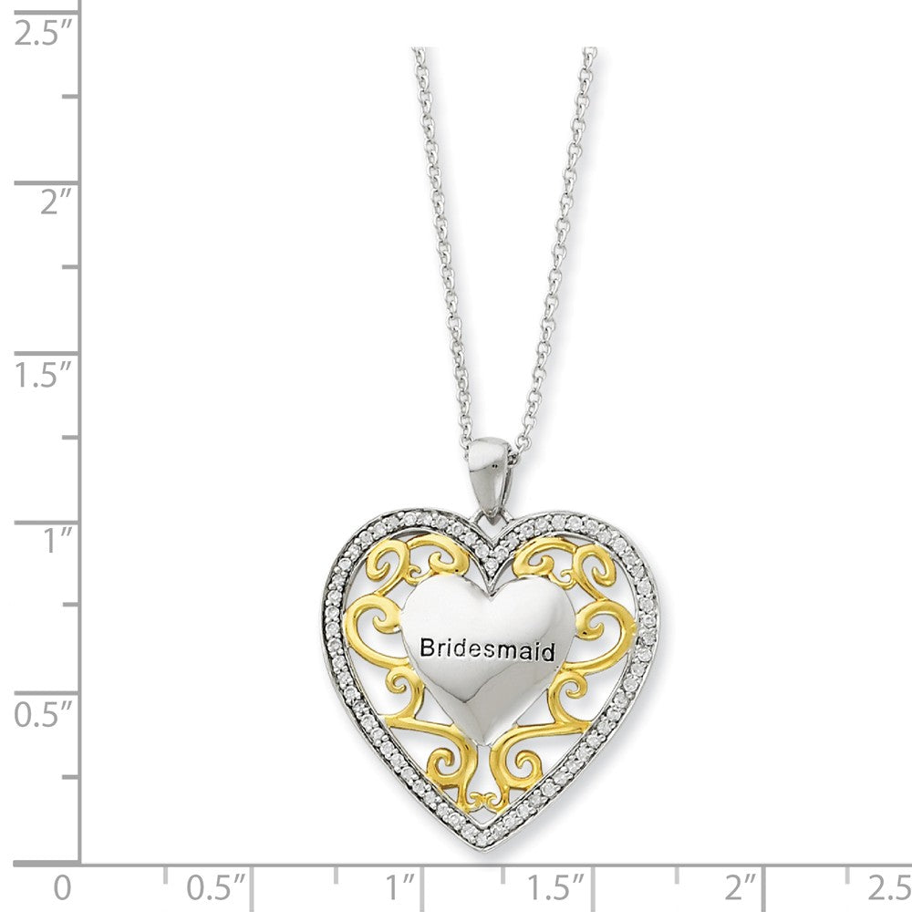 Alternate view of the Rhodium & Gold Tone Plated Silver, CZ Bridesmaid Necklace, 18 Inch by The Black Bow Jewelry Co.