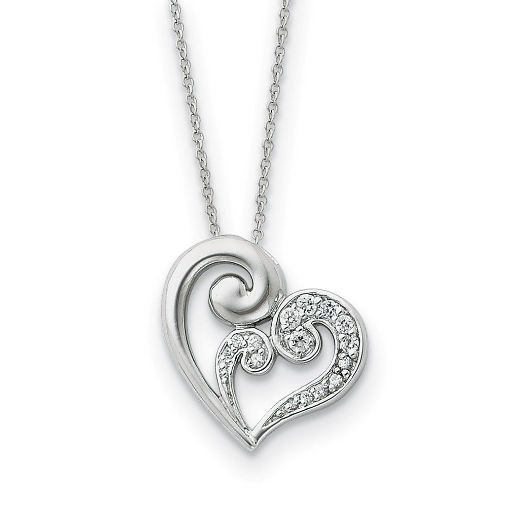 Rhodium Plated Sterling Silver, A Mother's Journey Heart Necklace, Item N8703 by The Black Bow Jewelry Co.