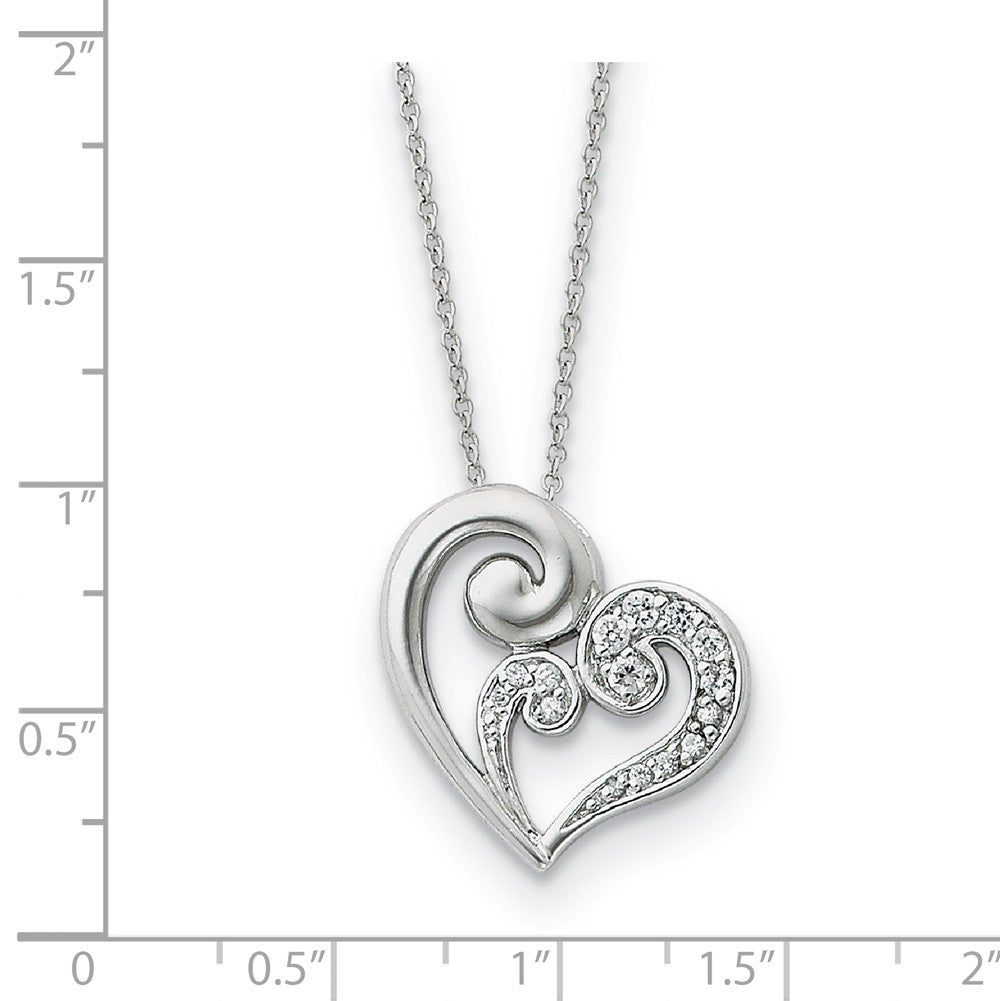 Alternate view of the Rhodium Plated Sterling Silver, A Mother's Journey Heart Necklace by The Black Bow Jewelry Co.