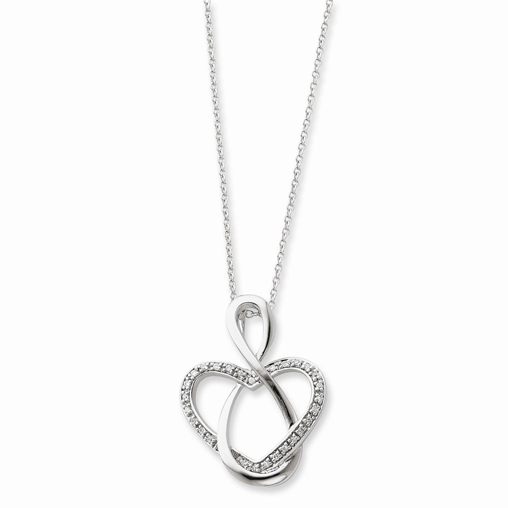 Sterling Silver & CZ Lifetime Friend, Infinity Heart Necklace, 18 Inch, Item N8705 by The Black Bow Jewelry Co.