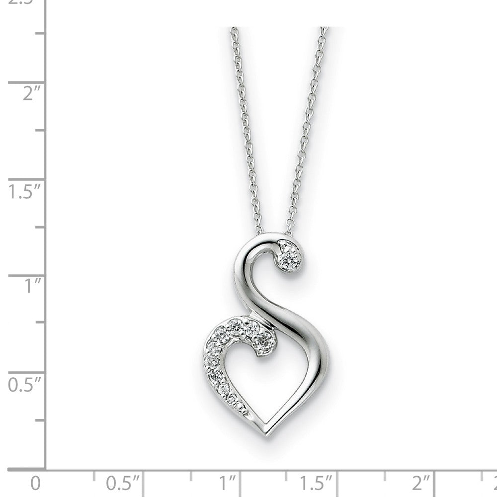 Alternate view of the Sterling Silver & CZ Journey of Friendship Heart Necklace, 18 Inch by The Black Bow Jewelry Co.