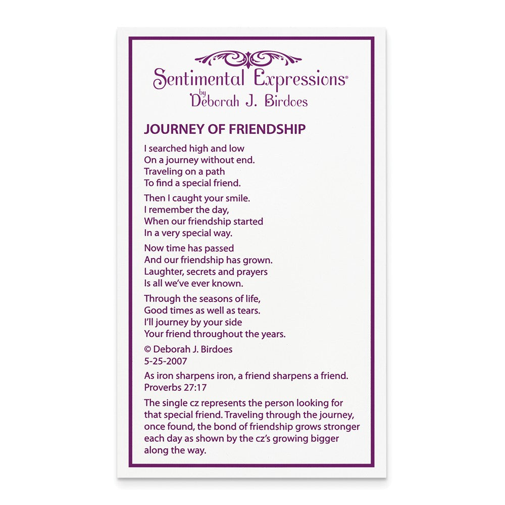 Alternate view of the Sterling Silver & CZ Journey of Friendship Heart Necklace, 18 Inch by The Black Bow Jewelry Co.