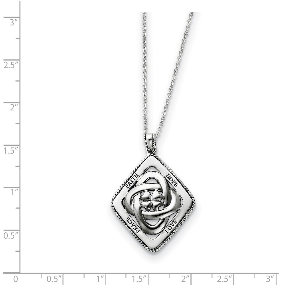 Alternate view of the Rhodium Plated Sterling Silver Family Blessings Necklace, 18 Inch by The Black Bow Jewelry Co.