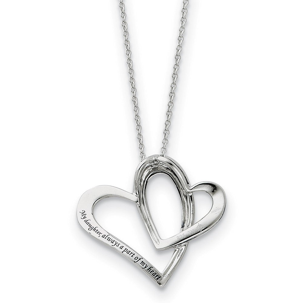 Alternate view of the Rhodium Sterling Silver Daughter, Always A Part of My Heart Necklace by The Black Bow Jewelry Co.