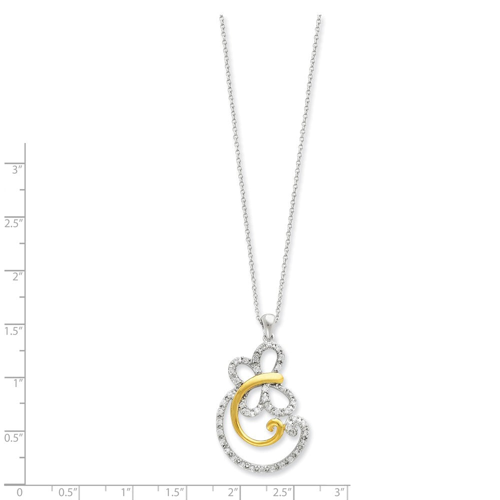 Alternate view of the Rhodium & Gold Tone Plated Silver & CZ Carefree Butterfly Necklace by The Black Bow Jewelry Co.