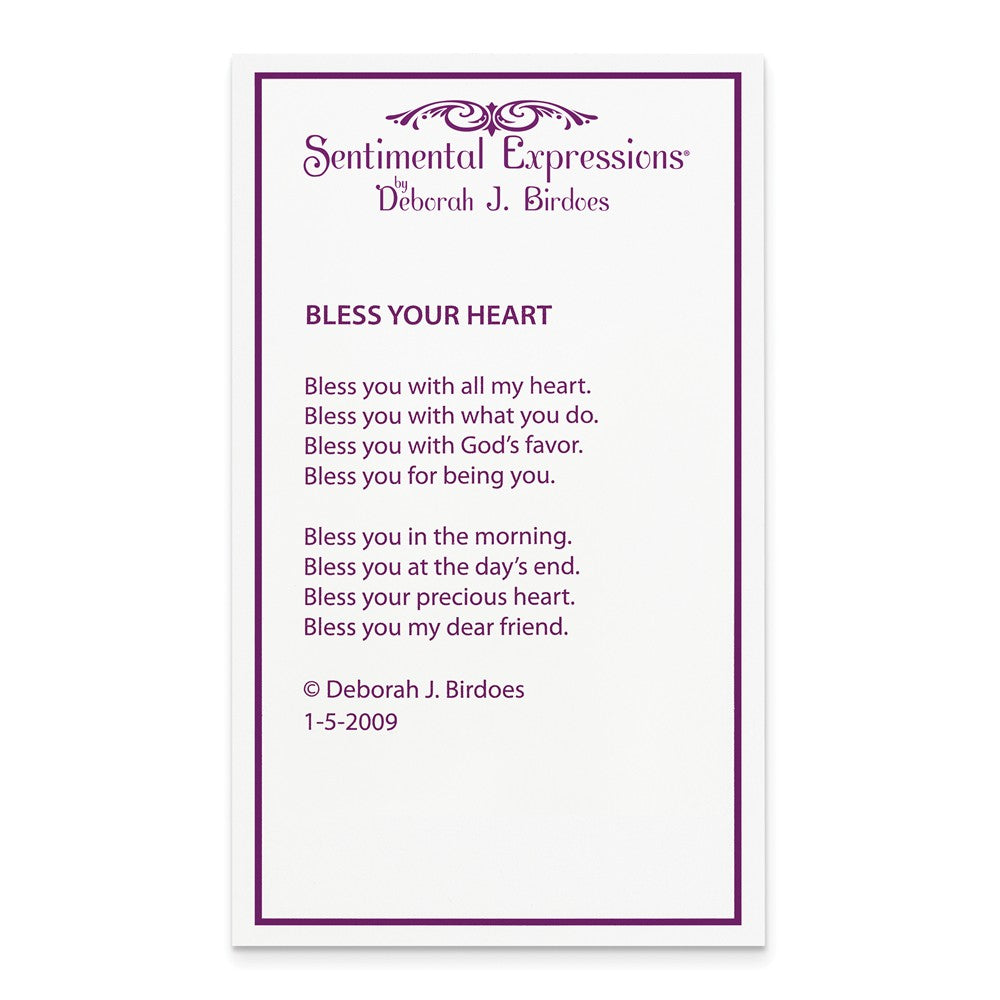 Alternate view of the Rhodium Plated Sterling Silver Bless Your Heart Necklace, 18 Inch by The Black Bow Jewelry Co.