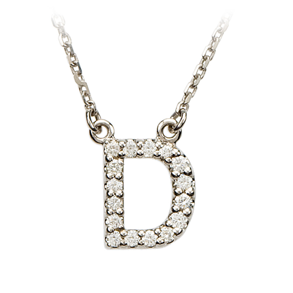 1/6 Cttw Diamond & 14k White Gold Block Initial Necklace, Letter D, Item N8891-D by The Black Bow Jewelry Co.