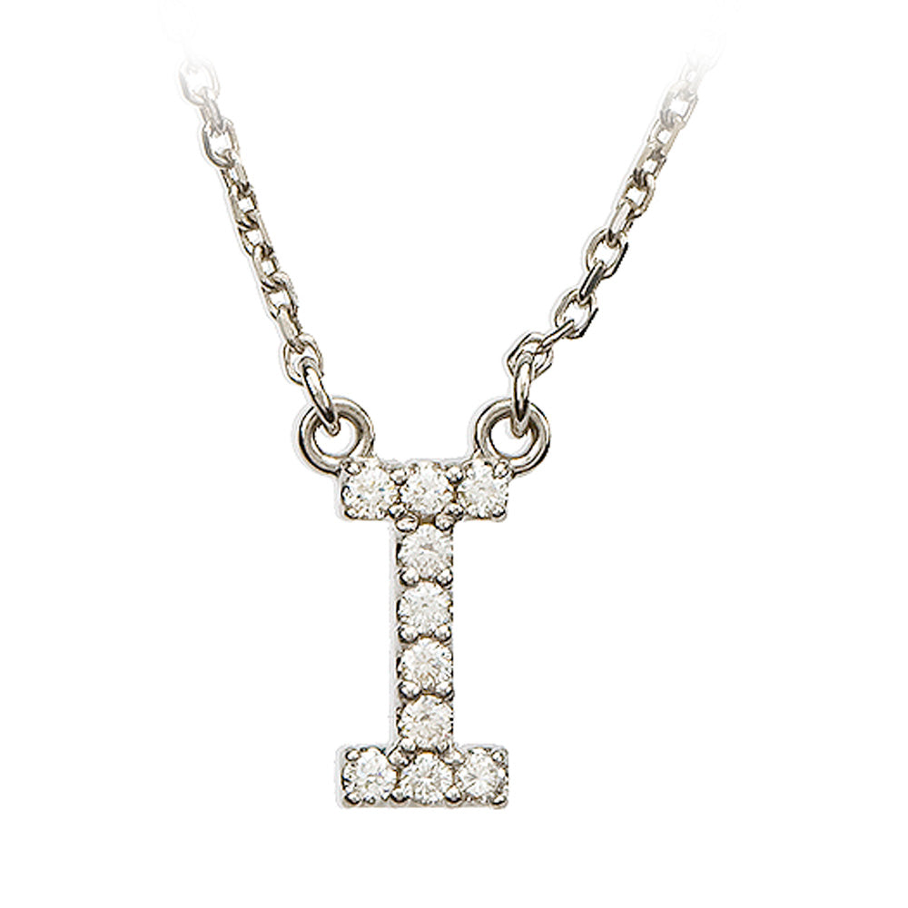 1/10 Cttw Diamond & 14k White Gold Block Initial Necklace, Letter I, Item N8891-I by The Black Bow Jewelry Co.