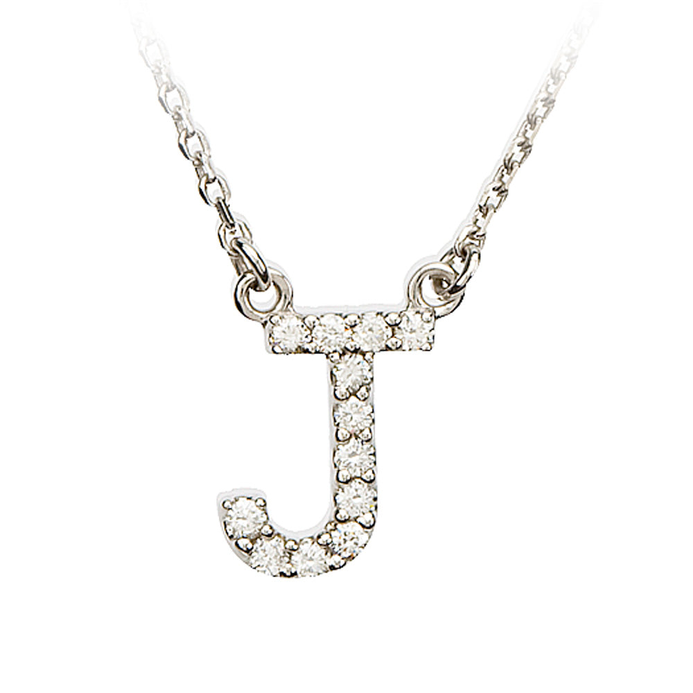 1/8 Cttw Diamond & 14k White Gold Block Initial Necklace, Letter J, Item N8891-J by The Black Bow Jewelry Co.