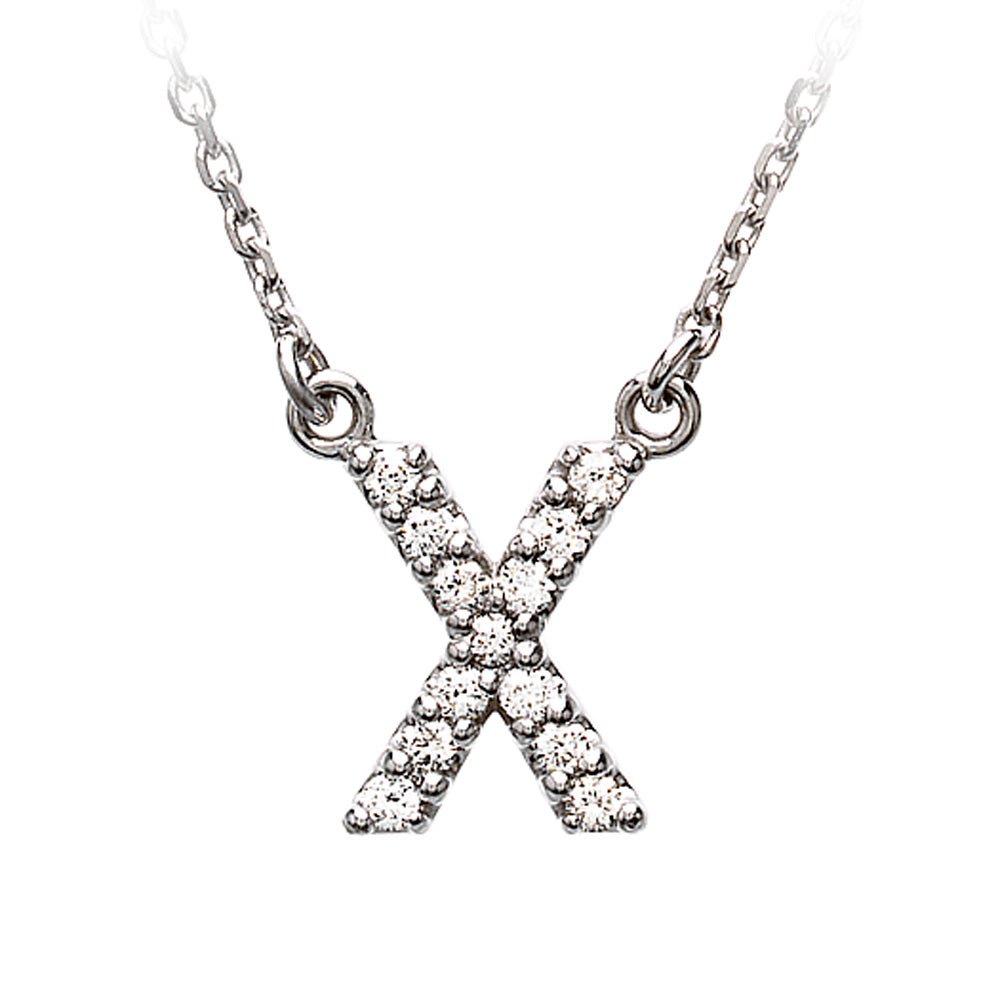 1/8 Cttw Diamond & 14k White Gold Block Initial Necklace, Letter X, Item N8891-X by The Black Bow Jewelry Co.