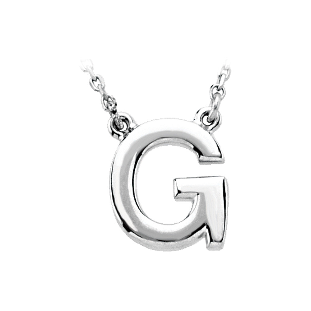 Sterling Silver, Kendall Collection, Block Initial G Necklace, 16 Inch, Item N8895-G by The Black Bow Jewelry Co.