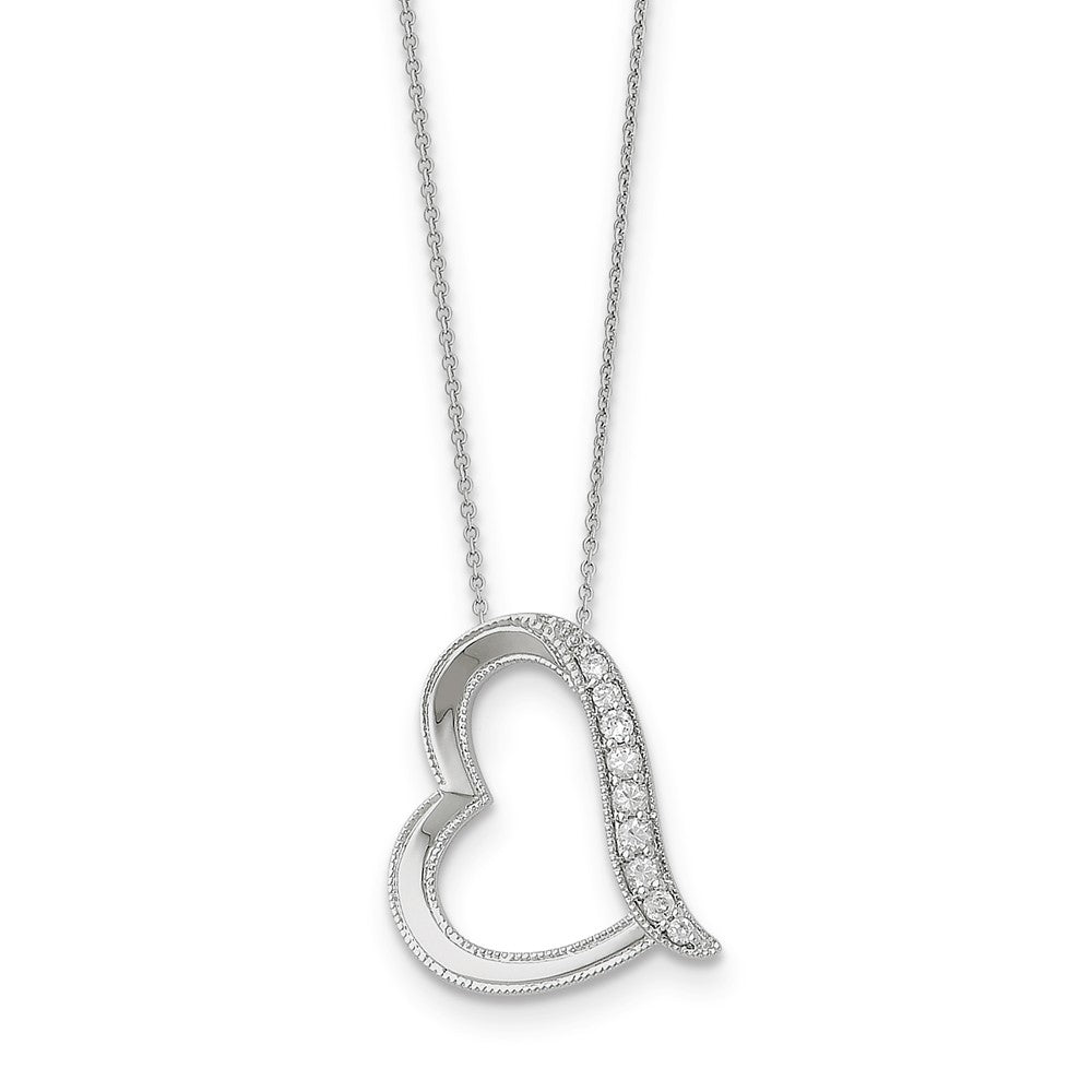 Rhodium Plated Sterling Silver & CZ Daughter-in-Law Heart Necklace, Item N8905 by The Black Bow Jewelry Co.