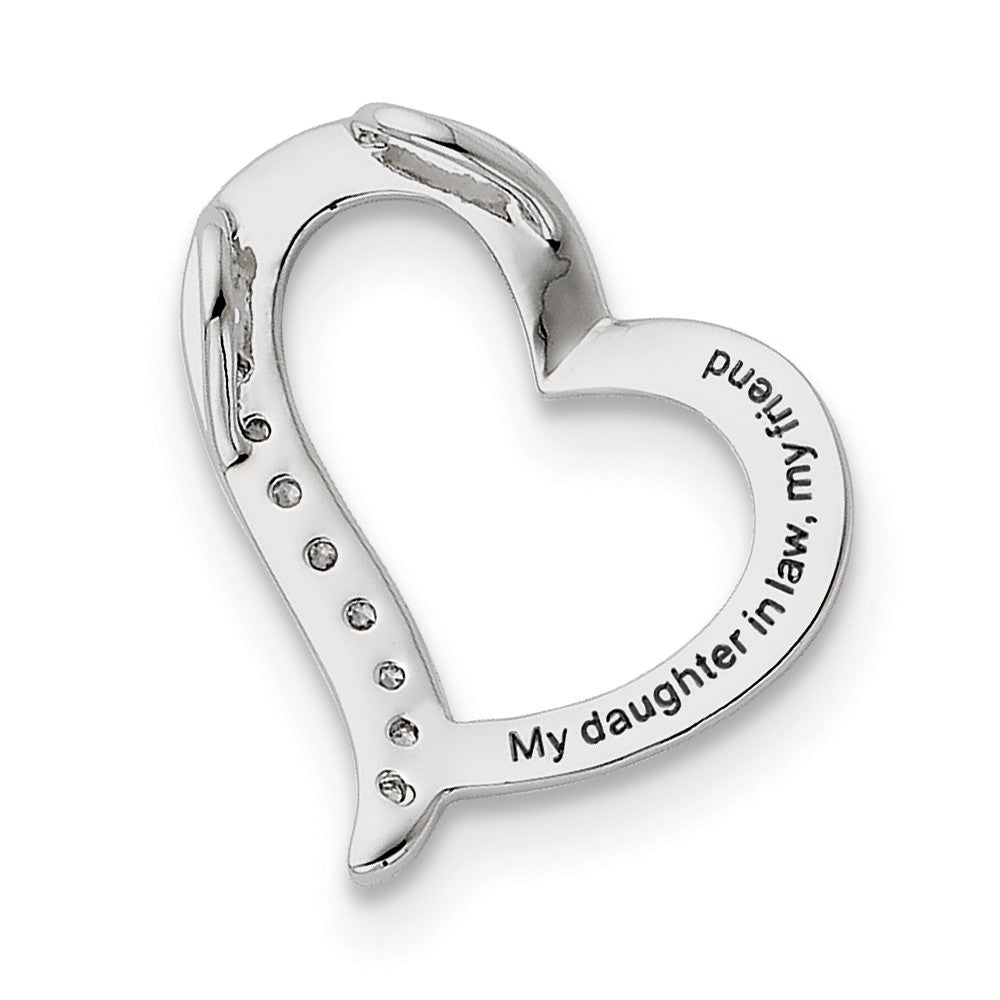 Alternate view of the Rhodium Plated Sterling Silver & CZ Daughter-in-Law Heart Necklace by The Black Bow Jewelry Co.