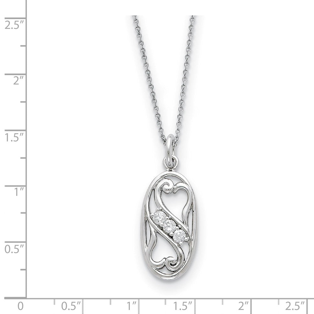 Alternate view of the Rhodium Plated Sterling Silver & CZ Best Friends Forever Necklace by The Black Bow Jewelry Co.
