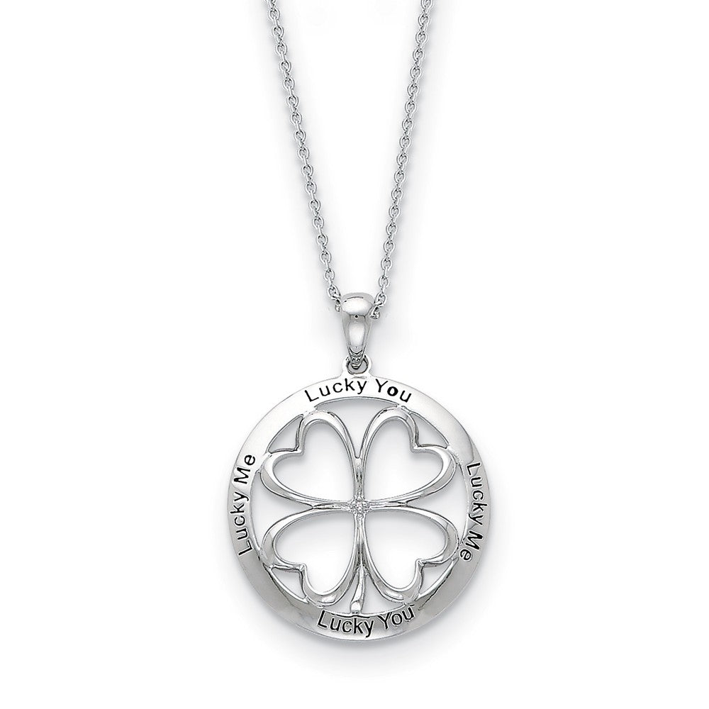 Sterling Silver & CZ Lucky Me, Lucky You, Friendship Necklace, 18 Inch, Item N8909 by The Black Bow Jewelry Co.