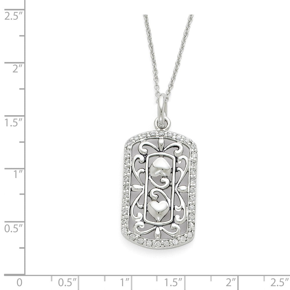 Alternate view of the Rhodium Plated Sterling Silver & CZ Thankful for You Necklace, 18 Inch by The Black Bow Jewelry Co.