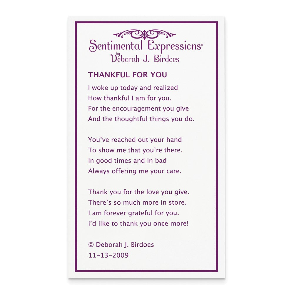 Alternate view of the Rhodium Plated Sterling Silver & CZ Thankful for You Necklace, 18 Inch by The Black Bow Jewelry Co.