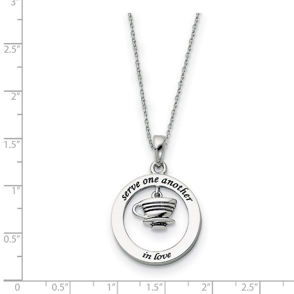 Alternate view of the Rhodium Plated Sterling Silver Serve One Another in Love Necklace by The Black Bow Jewelry Co.